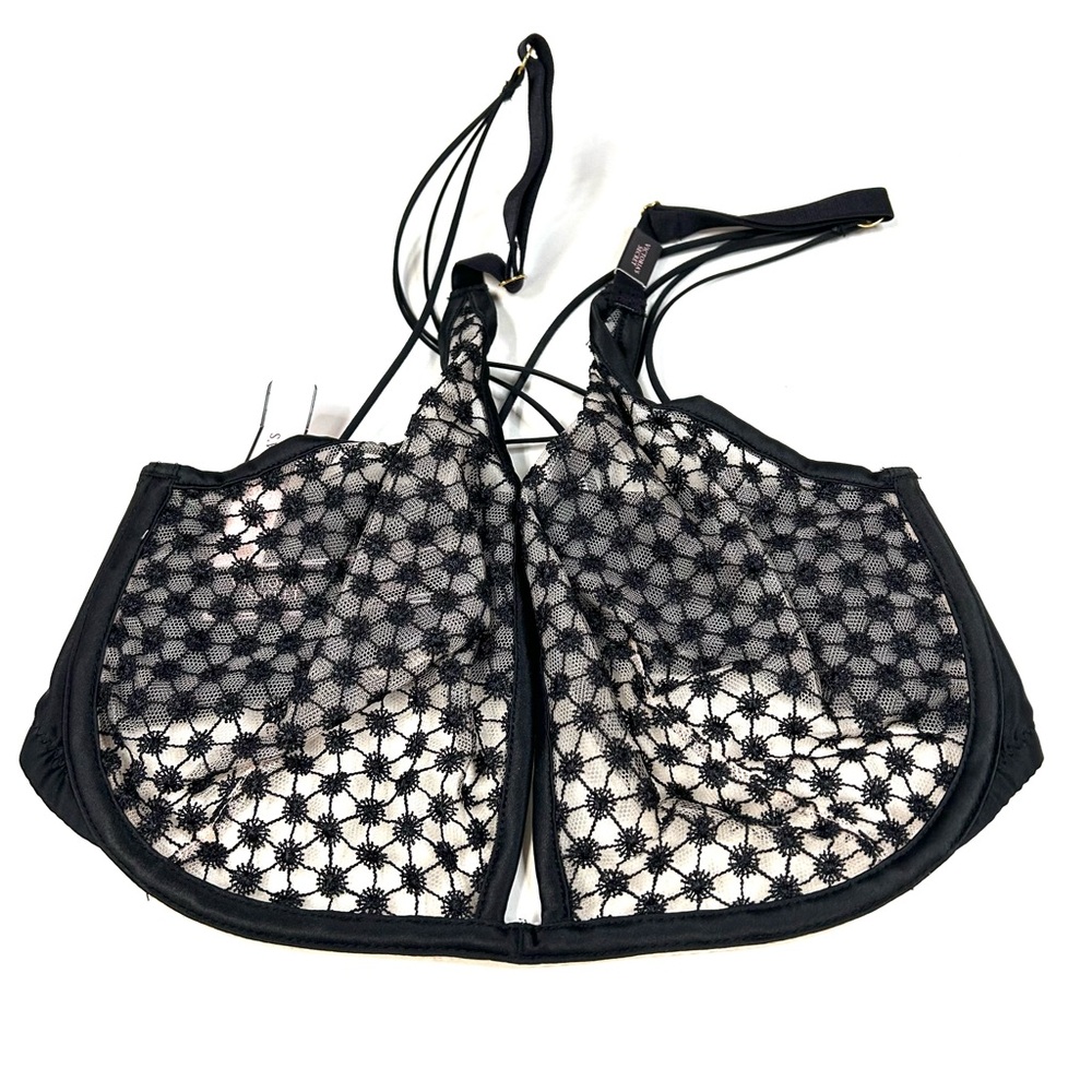 NEW Victorias Secret 32DDD Unlined Plunge Bra Strappy Black Starburst #1997